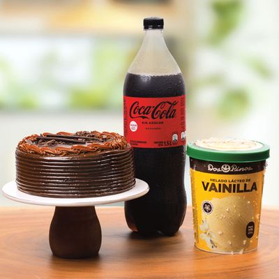 Paq. Fiestero Torta Gde + Coca 1.5 + Helado