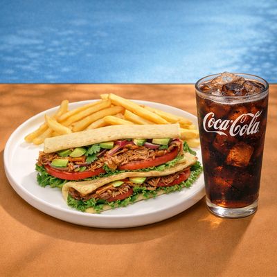 Flat bread carne mechada + Bebida