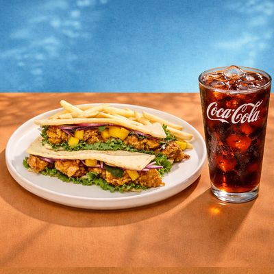 Flat bread pollo a la naranja + Bebida