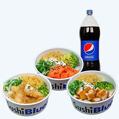 3 Gohan a elección + Bebida 1,5 lts