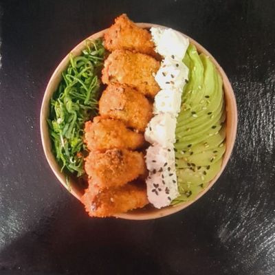 Sushi bowl berenjena crocante