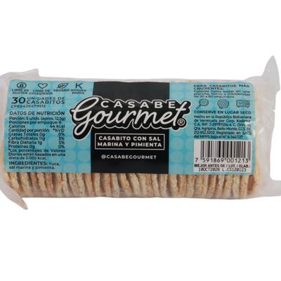 Casabe mini con sal marina y pimienta 30 unid. 