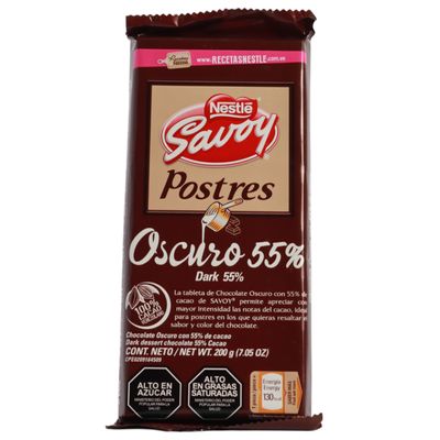 Savoy Postre oscuro 55% 200gr