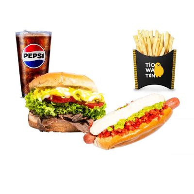 1 Combo churrasco picante + 1 completo italiano