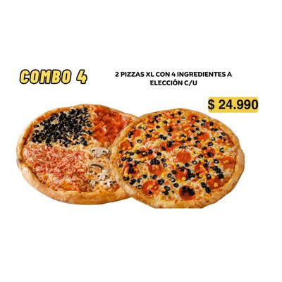 Combo 4 ( 2pizzas XL de 4 ingre)