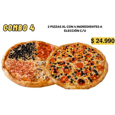 Combo 4 ( 2pizzas XL de 4 ingre)